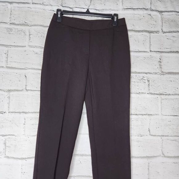 J.Jill Ponte Pull On Slim-Leg Relaxed Fit Solid Dress Pants Brown Extra Small - Picture 2 of 9